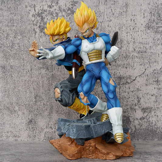 High Quality PVC Anime Dragon Balls Super Saiyan Father Son Shock Wave Statue Model Toy Trunks Vegeta Action Figure