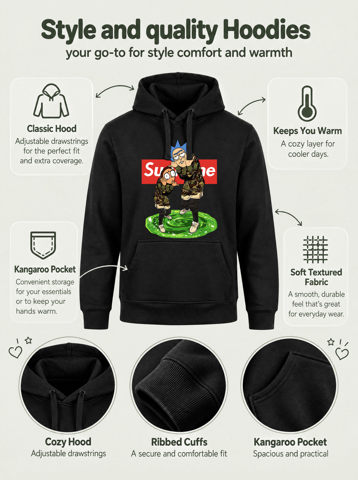 Supreme Rick and Morty Hoodie
