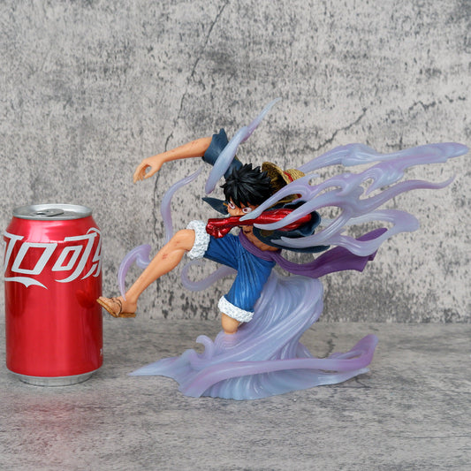 23cm One Piece Luffy Figure Sun God Statue GK Blow Air Luffy Figurine Awakened Model Anime PVC Collection Desk Decoration Toys