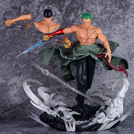 One Piece Figurine GK Roronoa Zoro One-blade Action Figure Two Headed Manga Anime Brinquedos Statue Collection Model Kid Toy