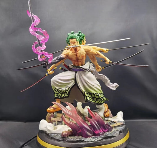 One Piece Sauron Wano Country Ghostly Nine Knives Flow Asura Sauron Gk Hand-made Statue Model Ornaments Zoro Action Figure Toys