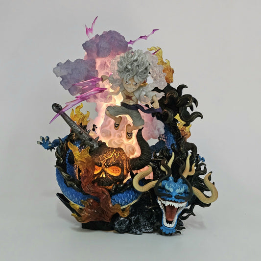 21cm Anime Awakened Luffy Vs Kaido One Piece Figure Gear 5 Luffy Figure Battle of Ghost Island Model PVC Collection Statue Toys