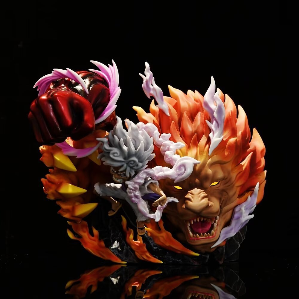 One Piece Anime Figure Lion Nika Luffy Fire Luffy Fourth Gear Model Ornaments Action Figure