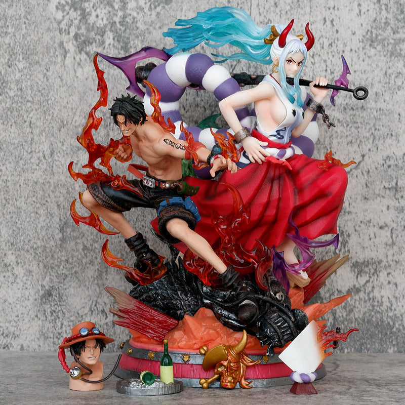 30cm One Piece Anime Figure Ace X Yamato Action Figurine Standing Model Toy Gift
