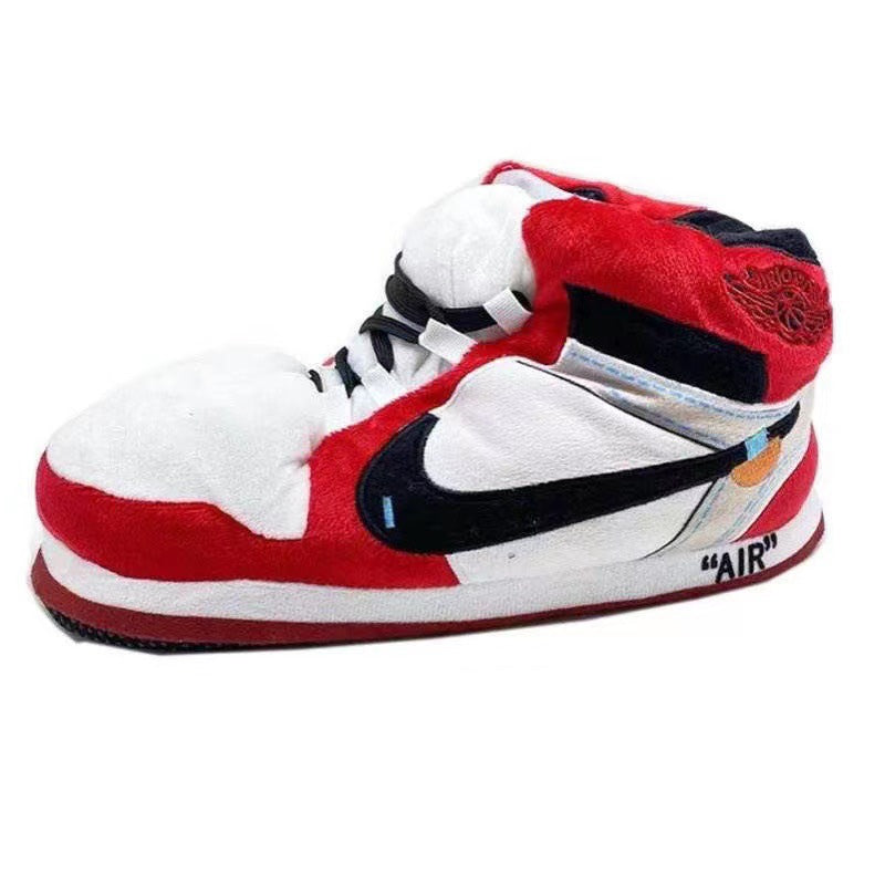 Off White Red Retro High Top Unisex Sneaker Slippers