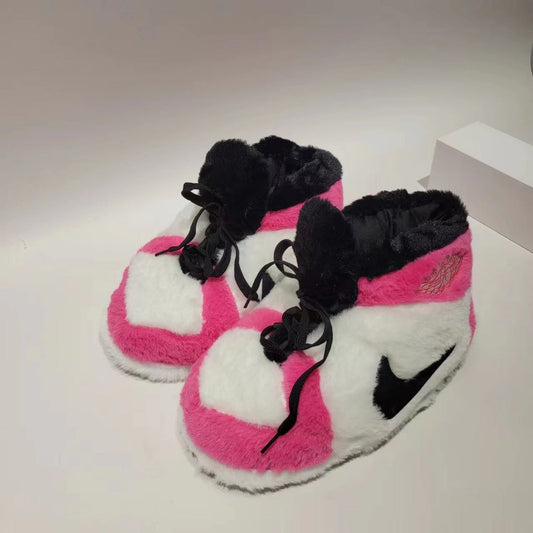 pink Nike fuzzy house Sneaker slippers