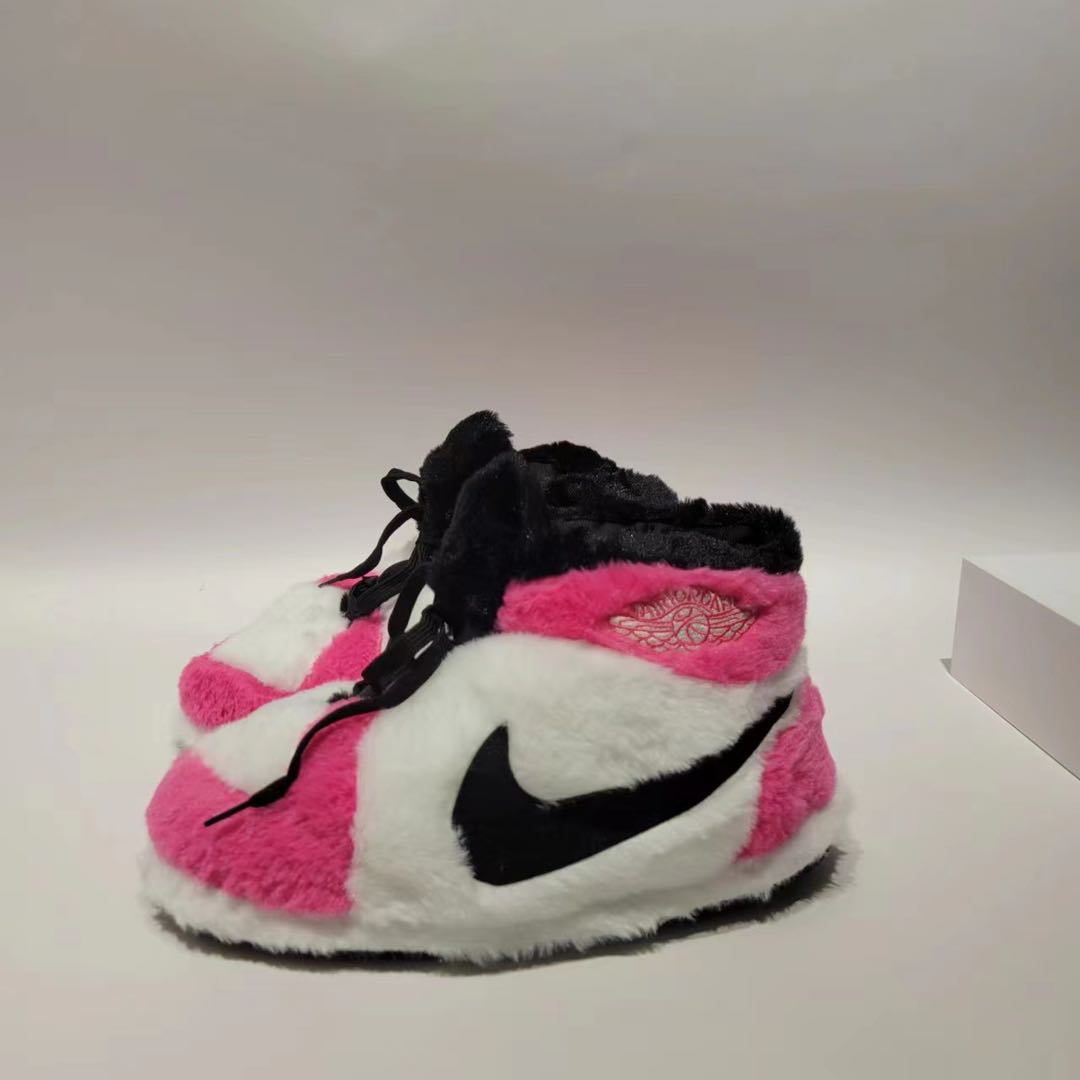 pink Nike fuzzy house Sneaker slippers